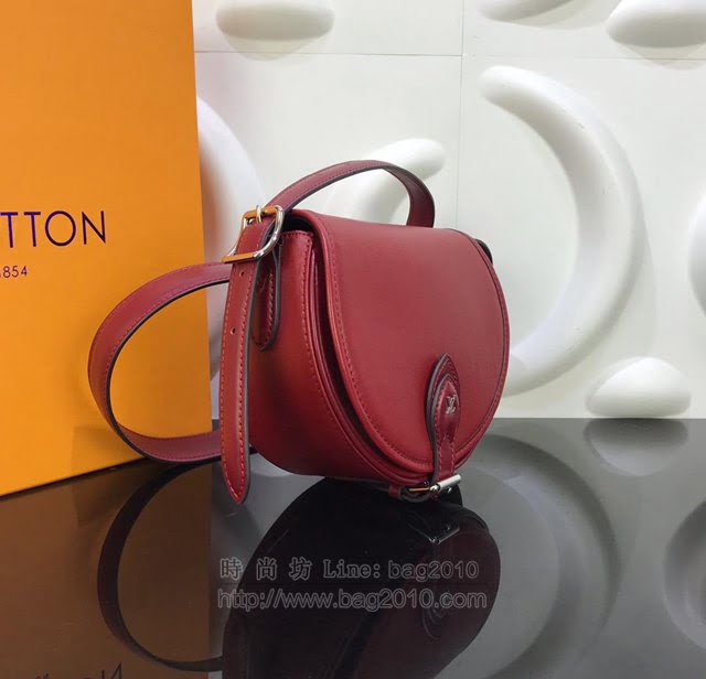 LV女包 M55506 路易威登酒紅色牛皮TAMBOURIN 手袋 LV斜挎小包 LV單肩女包  ydh3104